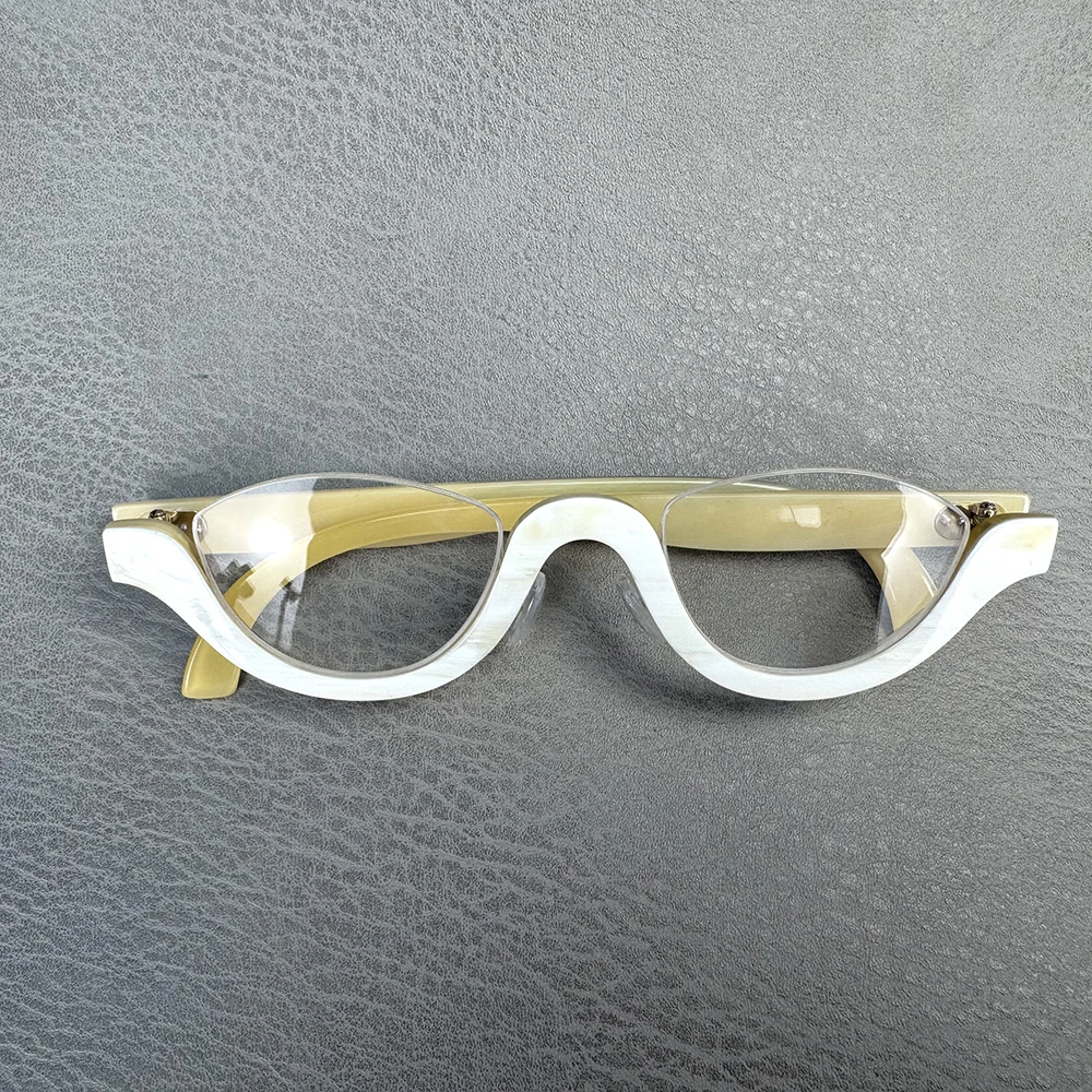Eyeglass Frames Inverted Half Frame Unique Vintage Handmade White Horn Prescription Reading Eyeglass Frames Myopia Eyeglasses
Eyeglass Frames Inverted Half Frame Unique Vintage Handmade White Horn Prescription Reading Eyeglass Frames Myopia Eyeglasses