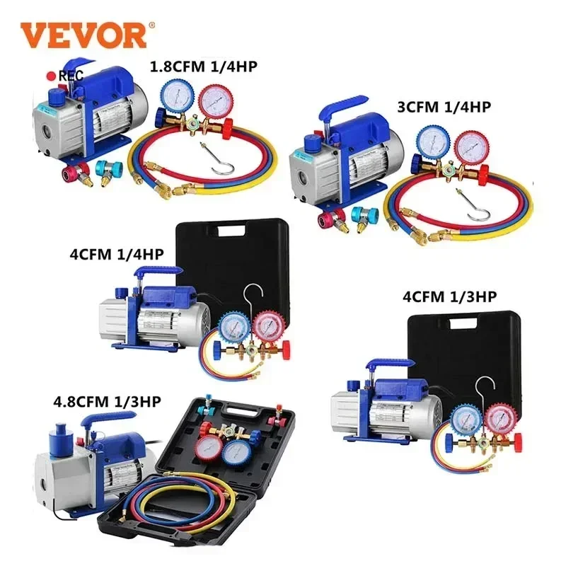 VEVOR Vacuum Pump with Gauges 1.8-4.8CFM AC Refrigerant HVAC Refrigeration Vacuum Packing Air Condition Automobile Maintenance
VEVOR Vacuum Pump with Gauges 1.8-4.8CFM AC Refrigerant HVAC Refrigeration Vacuum Packing Air Condition Automobile Maintenance