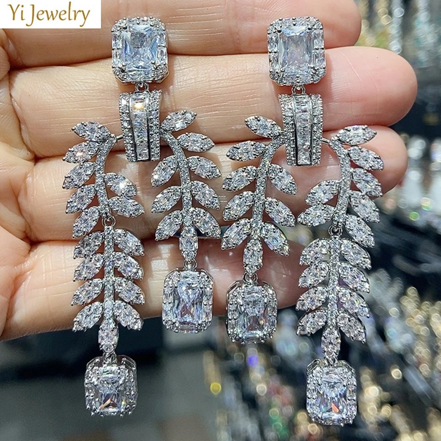 Leaf dangling Earrings for Women Luxury Jewelry white Zirconia Long Plant pendant Earrings Wedding Evening Party Jewelry Gift
Leaf dangling Earrings for Women Luxury Jewelry white Zirconia Long Plant pendant Earrings Wedding Evening Party Jewelry Gift