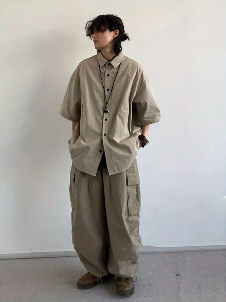 Men's 2 Piece Japanese Vintage Workwear Set Casual Loose Oversized Shirts Harajuku Streetwear Summer Short Sleeve Outfits
Men's 2 Piece Japanese Vintage Workwear Set Casual Loose Oversized Shirts Harajuku Streetwear Summer Short Sleeve Outfits
