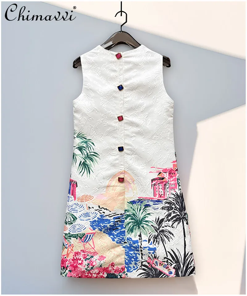 French Style Elegant Fashion Round-neck Sleeveless Beading Jacquard High-waisted A-line Party Dress for Women Summer Dress 2026
French Style Elegant Fashion Round-neck Sleeveless Beading Jacquard High-waisted A-line Party Dress for Women Summer Dress 2026