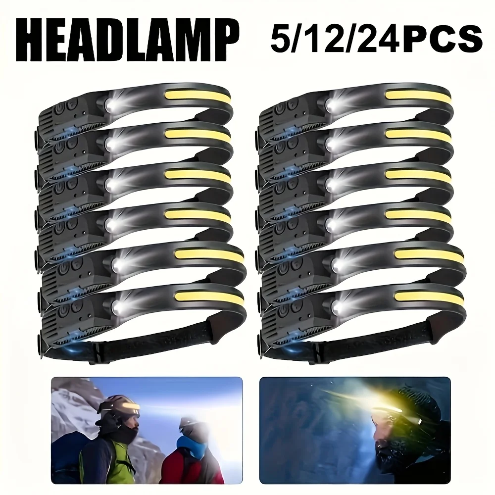 5/12/24pcs-Multi-Purpose COB Headlamp, Featuring 6 Lighting Modes, Robust And Long-Lasting Illumination, USB Rechargeable with High Brightness, Ideal for Outdoor Activities Like Camping, Hiking, Night Cycling, Repairs, And Fishing
5/12/24pcs-Multi-Purpose COB Headlamp, Featuring 6 Lighting Modes, Robust And Long-Lasting Illumination, USB Rechargeable with High Brightness, Ideal for Outdoor Activities Like Camping, Hiking, Night Cycling, Repairs, And Fishing