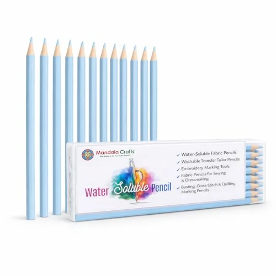12 Water Soluble Fabric Pencils for Sewing Washable Transfer Tailor Marking Pencils and Fabric Marking Tool for Embroidery, Qui
12 Water Soluble Fabric Pencils for Sewing Washable Transfer Tailor Marking Pencils and Fabric Marking Tool for Embroidery, Qui