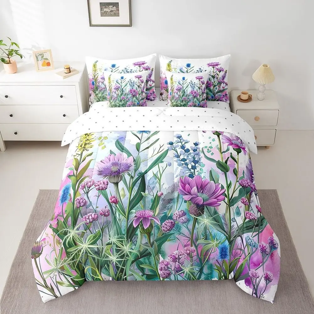 7-Piece Floral Bedding Set: Nature-Inspired Blossom Leaves Comforter with Sheets for Kids, Women
7-Piece Floral Bedding Set: Nature-Inspired Blossom Leaves Comforter with Sheets for Kids, Women
