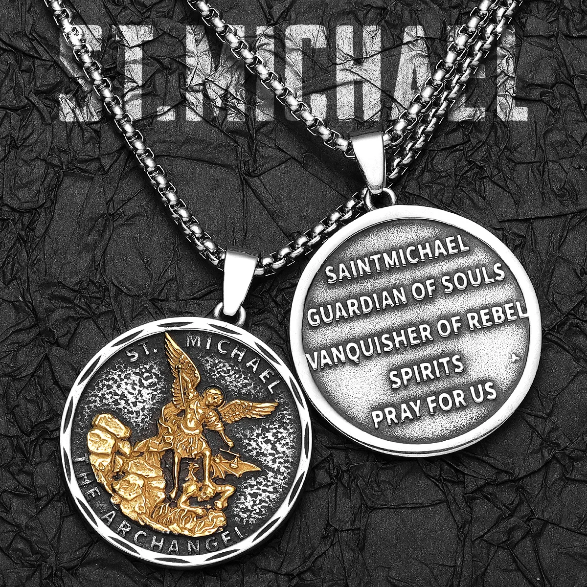 Archangel St.Michael Guardian Amulets Stainless Steel Men Necklaces Pendant Chain Punk For Women Fashion Jewelry Gifts Wholesale
Archangel St.Michael Guardian Amulets Stainless Steel Men Necklaces Pendant Chain Punk For Women Fashion Jewelry Gifts Wholesale
