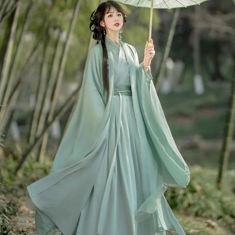 Hanfu Women Cross Collar Waist-length Skirt Summer Suit Chinese Style Hanfu Dress Chinese Traditional Fairy Green Skirt Costume
Hanfu Women Cross Collar Waist-length Skirt Summer Suit Chinese Style Hanfu Dress Chinese Traditional Fairy Green Skirt Costume