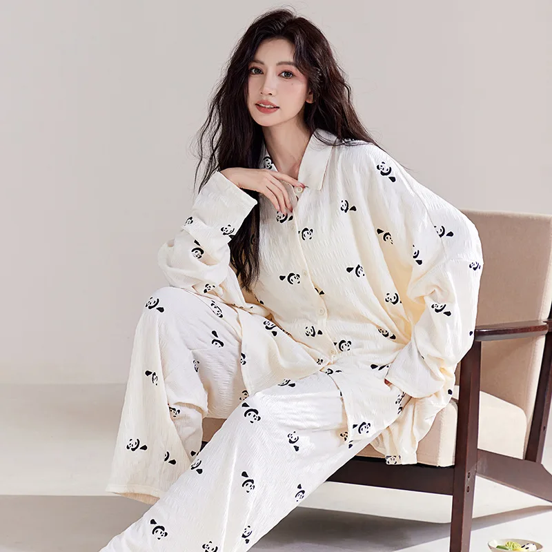 Plus Size Autumn Winter New Cotton Pajamas Set Women Long-sleeved Casual Loose Soft Buttons Cardigan Homewear Casual Sleepwear
Plus Size Autumn Winter New Cotton Pajamas Set Women Long-sleeved Casual Loose Soft Buttons Cardigan Homewear Casual Sleepwear