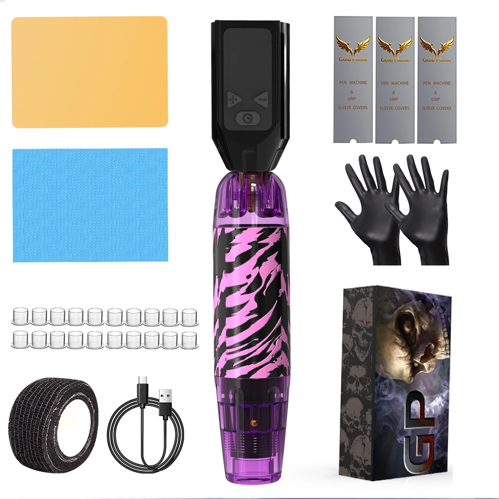Wireless Tattoo Pen Kit - Rotary Tattoo Machine with LED Display, Practice Skin, Gloves & Supplies for Beginners Artists
Wireless Tattoo Pen Kit - Rotary Tattoo Machine with LED Display, Practice Skin, Gloves & Supplies for Beginners Artists
