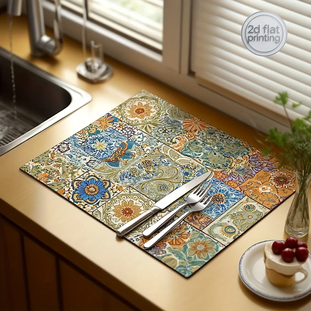 1pc Bohemian Grid Design Diatomaceous Earth Dish Drying Mat - Anti-Slip, Strong Absorbent, Quick-Drying Drainage Mat for Kitchen
1pc Bohemian Grid Design Diatomaceous Earth Dish Drying Mat - Anti-Slip, Strong Absorbent, Quick-Drying Drainage Mat for Kitchen