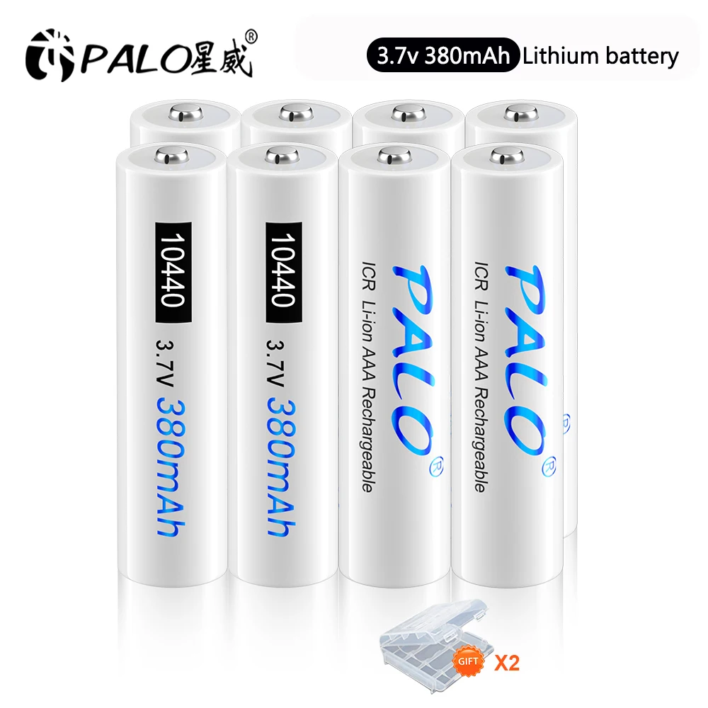 PALO 3.7V 10440 AAA Lithium Battery Original 380mAh Rechargeable Li-ion Battery 3A Battery For Clock toy Flashlight Headlamps
PALO 3.7V 10440 AAA Lithium Battery Original 380mAh Rechargeable Li-ion Battery 3A Battery For Clock toy Flashlight Headlamps