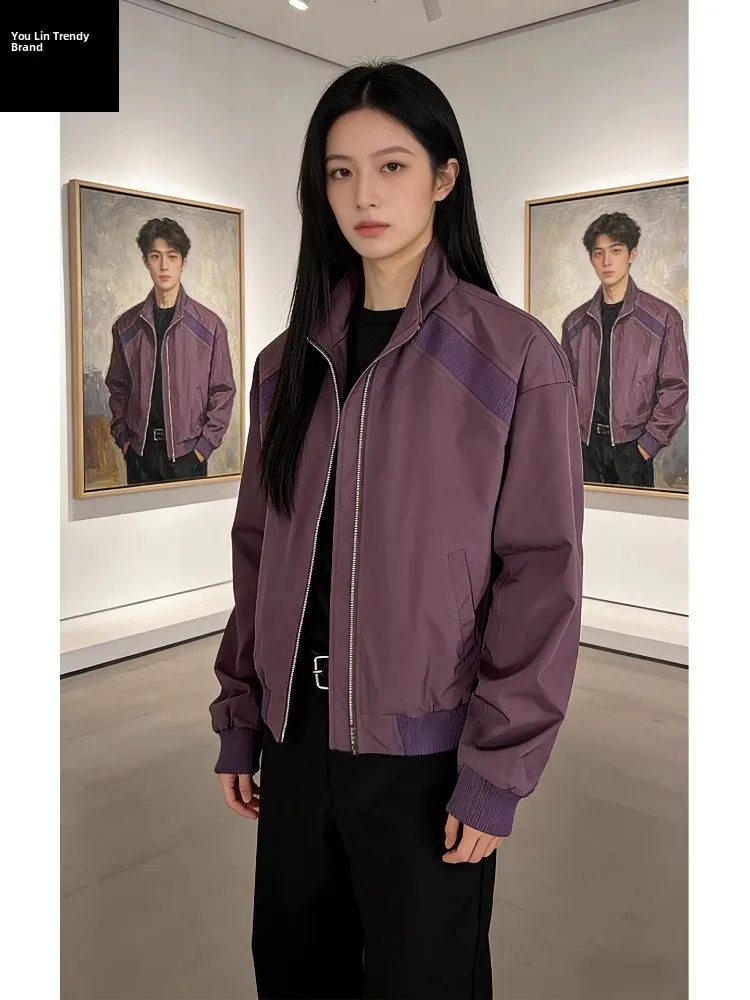 Purple Deconstructed Flight Jaet Men's Cleanfit ort Baseball Sle Spring Outerwear Stand Collar Youth Trend Loose Fit
Purple Deconstructed Flight Jaet Men's Cleanfit ort Baseball Sle Spring Outerwear Stand Collar Youth Trend Loose Fit