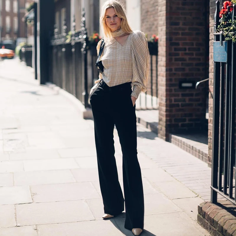 Fashion High Waist Wide Leg Straight Pants Long Version Black Suit Pants Slimming Effect Casual Pants for Women
Fashion High Waist Wide Leg Straight Pants Long Version Black Suit Pants Slimming Effect Casual Pants for Women