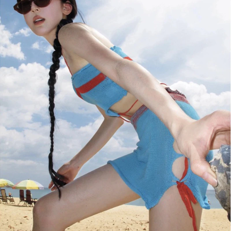 Thai Sexy Women S Separate Swimsuit Strappy Knit Tube Top for Summer Vacation High Waisted Hip Hugging Beach Resort Swimwear
Thai Sexy Women S Separate Swimsuit Strappy Knit Tube Top for Summer Vacation High Waisted Hip Hugging Beach Resort Swimwear