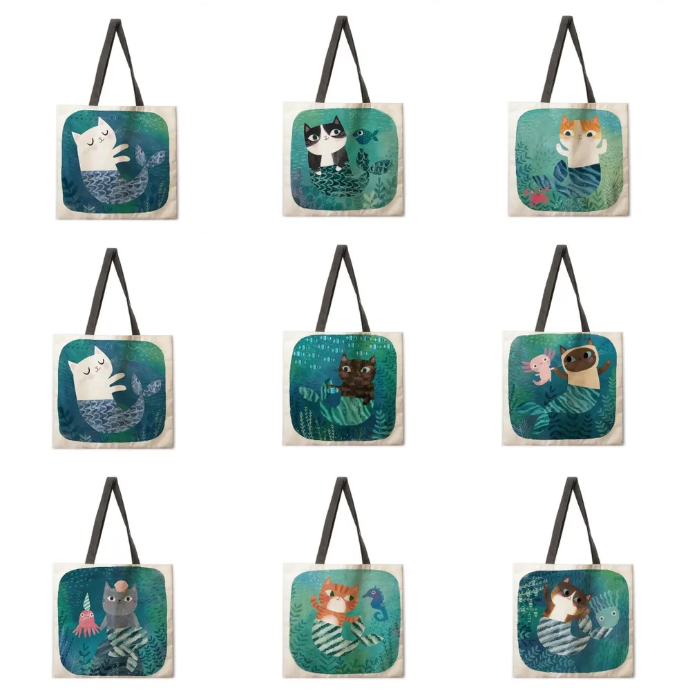 Mermaid Cat Linen Bag Handbag Lightweight Shoulder Bag Large Capacity Eco friendly Shopping Bag Handbag
Mermaid Cat Linen Bag Handbag Lightweight Shoulder Bag Large Capacity Eco friendly Shopping Bag Handbag