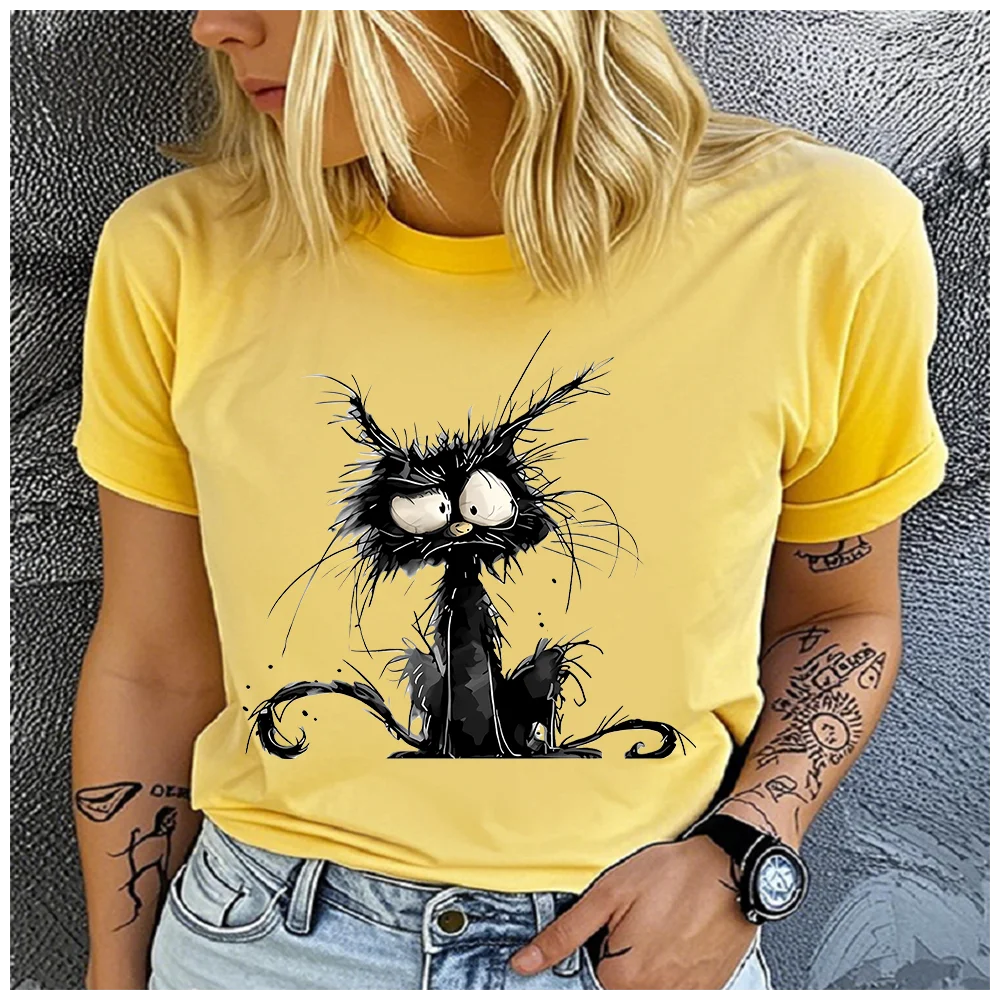Women's Cotton 100% Little animal black cat T-shirt Loose round Neck Casual Short Sleeve Fashion Top Clothing Summer
Women's Cotton 100% Little animal black cat T-shirt Loose round Neck Casual Short Sleeve Fashion Top Clothing Summer