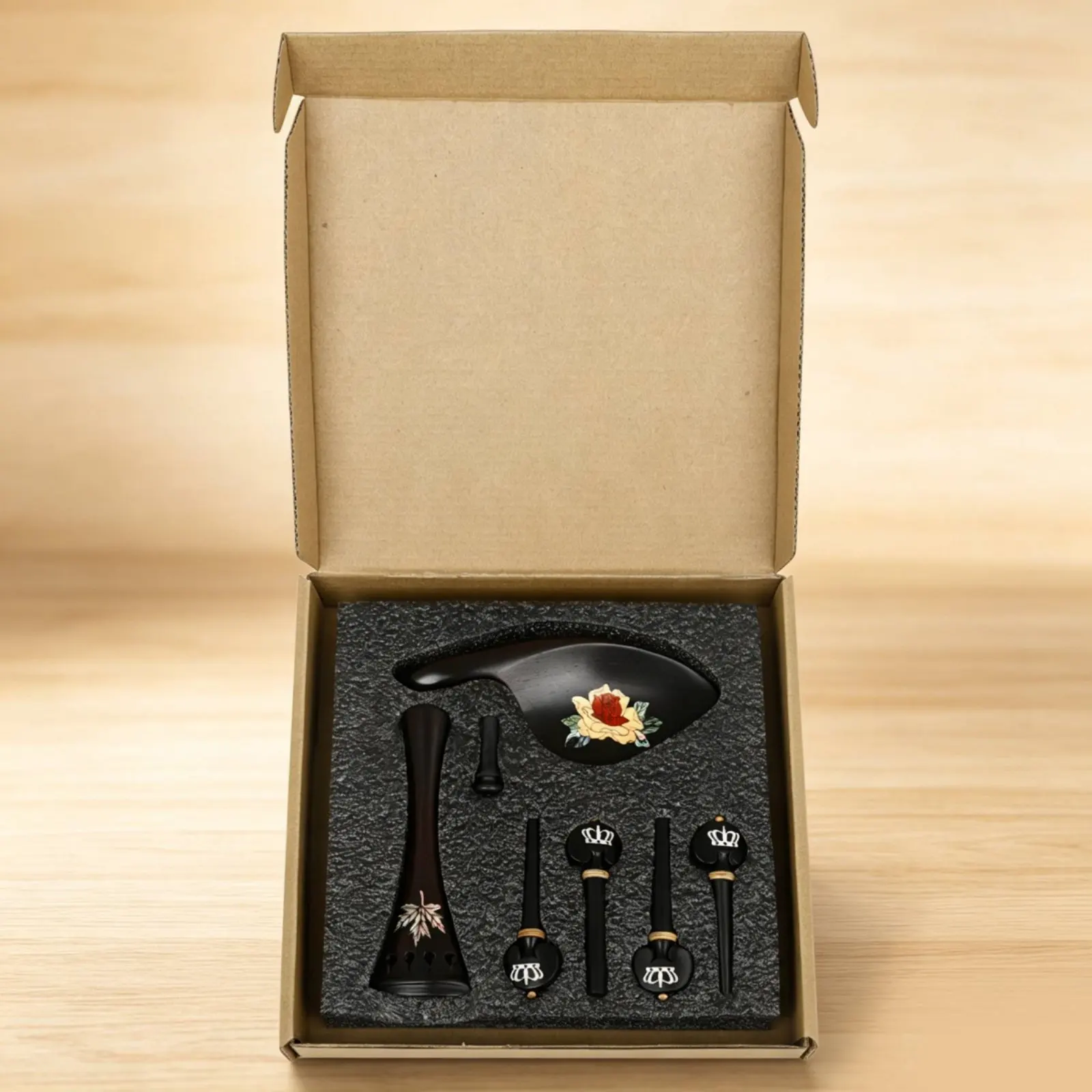 4/4 Violin Parts Set Handmade Ebony Violin Accessory Set Shell Inlay Premium Quality
4/4 Violin Parts Set Handmade Ebony Violin Accessory Set Shell Inlay Premium Quality