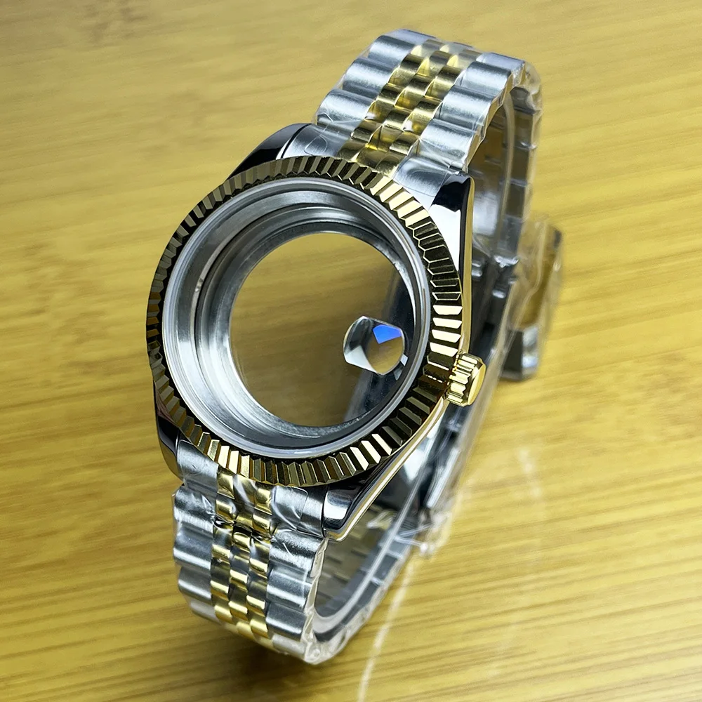 36MM/39MM stainless steel semi-gold teeth bezel, suitable for NH35.NH36 movements, sapphire glass watch accessories and cases
36MM/39MM stainless steel semi-gold teeth bezel, suitable for NH35.NH36 movements, sapphire glass watch accessories and cases