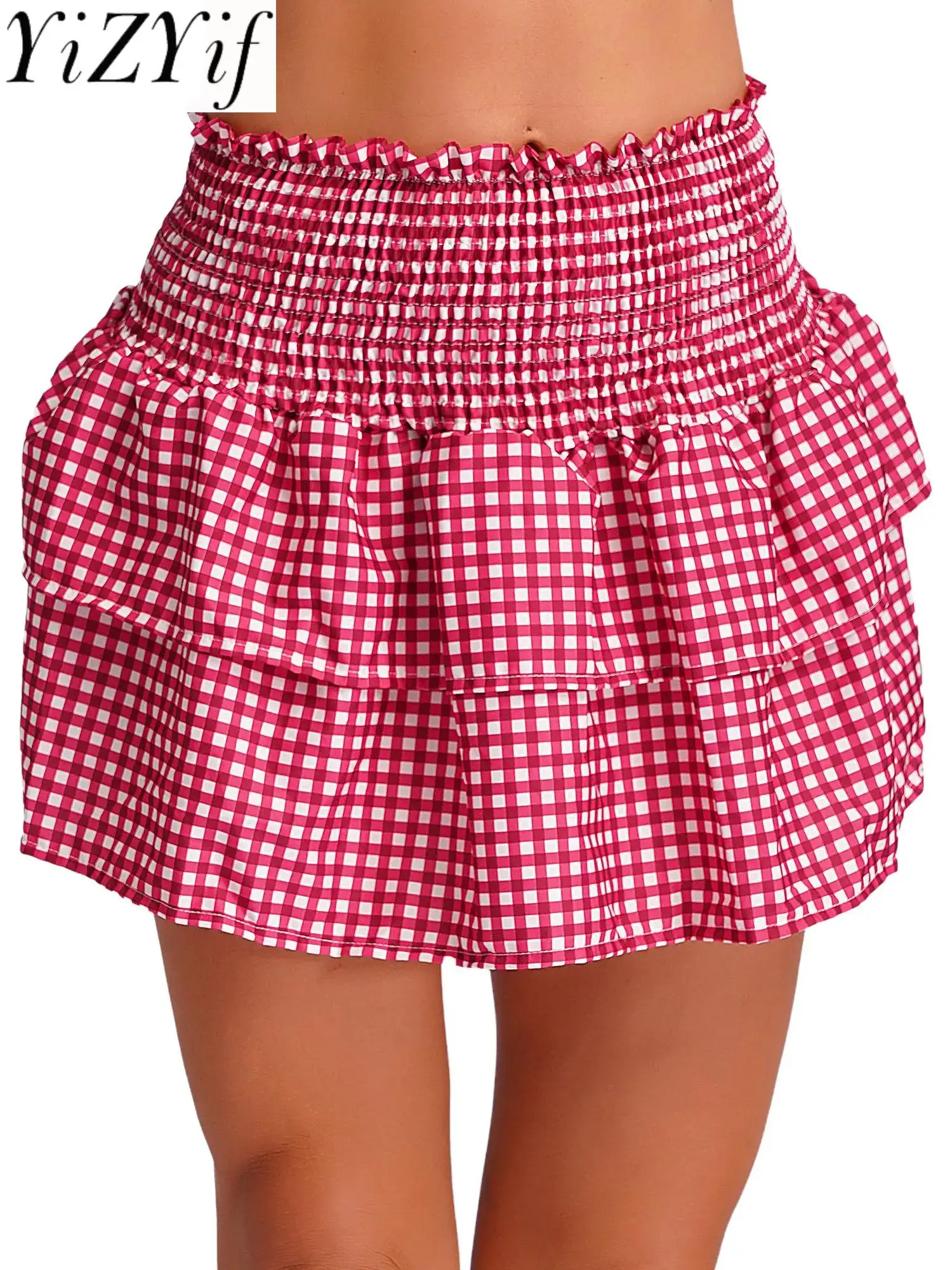 Gingham A-line Micro Skirt Women Sweet Girls Elastic Waistband Tiered Cake Frilly Plaid Mini Skirt for Vacation Daily Wear
Gingham A-line Micro Skirt Women Sweet Girls Elastic Waistband Tiered Cake Frilly Plaid Mini Skirt for Vacation Daily Wear