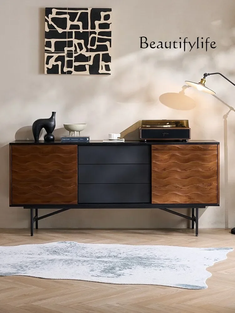 Nordic Retro Style Black Walnut Color Wrought Iron Sideboard Cabinet Solid Wood Retro Porch Tea Cabinet
Nordic Retro Style Black Walnut Color Wrought Iron Sideboard Cabinet Solid Wood Retro Porch Tea Cabinet