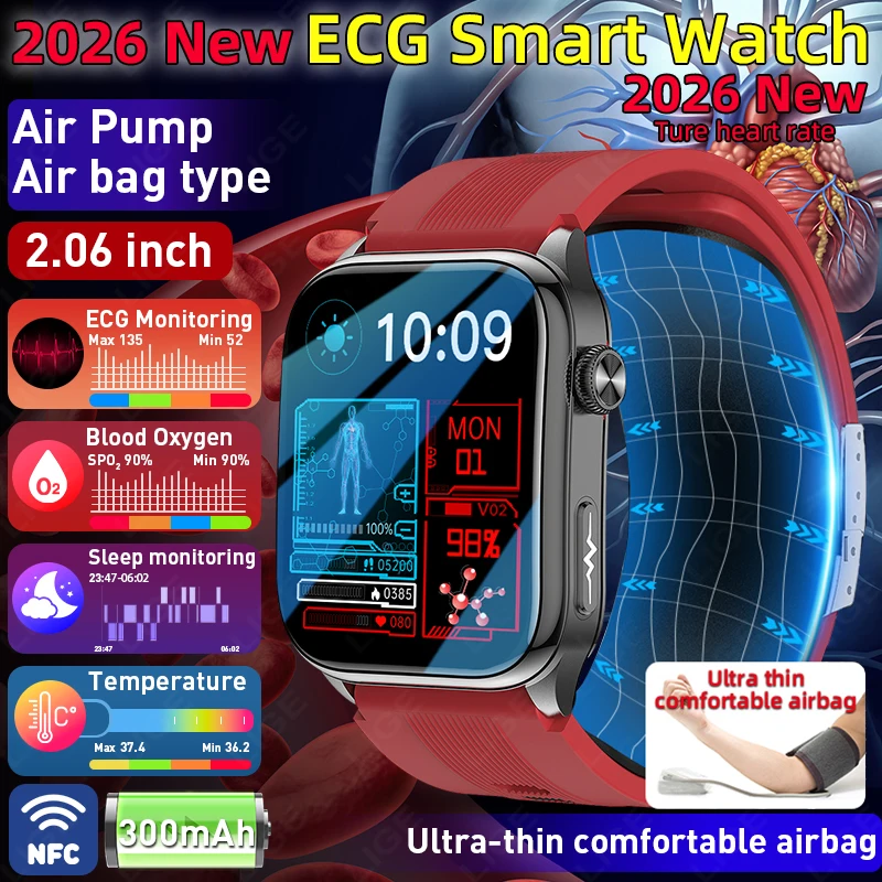 NFC Smart Watch ECG Airpump Blood Pressure Blood Oxygen Heart Rate Smartwatches Men Health Diagnosis Blood Fat Uric Acid Monitor
NFC Smart Watch ECG Airpump Blood Pressure Blood Oxygen Heart Rate Smartwatches Men Health Diagnosis Blood Fat Uric Acid Monitor