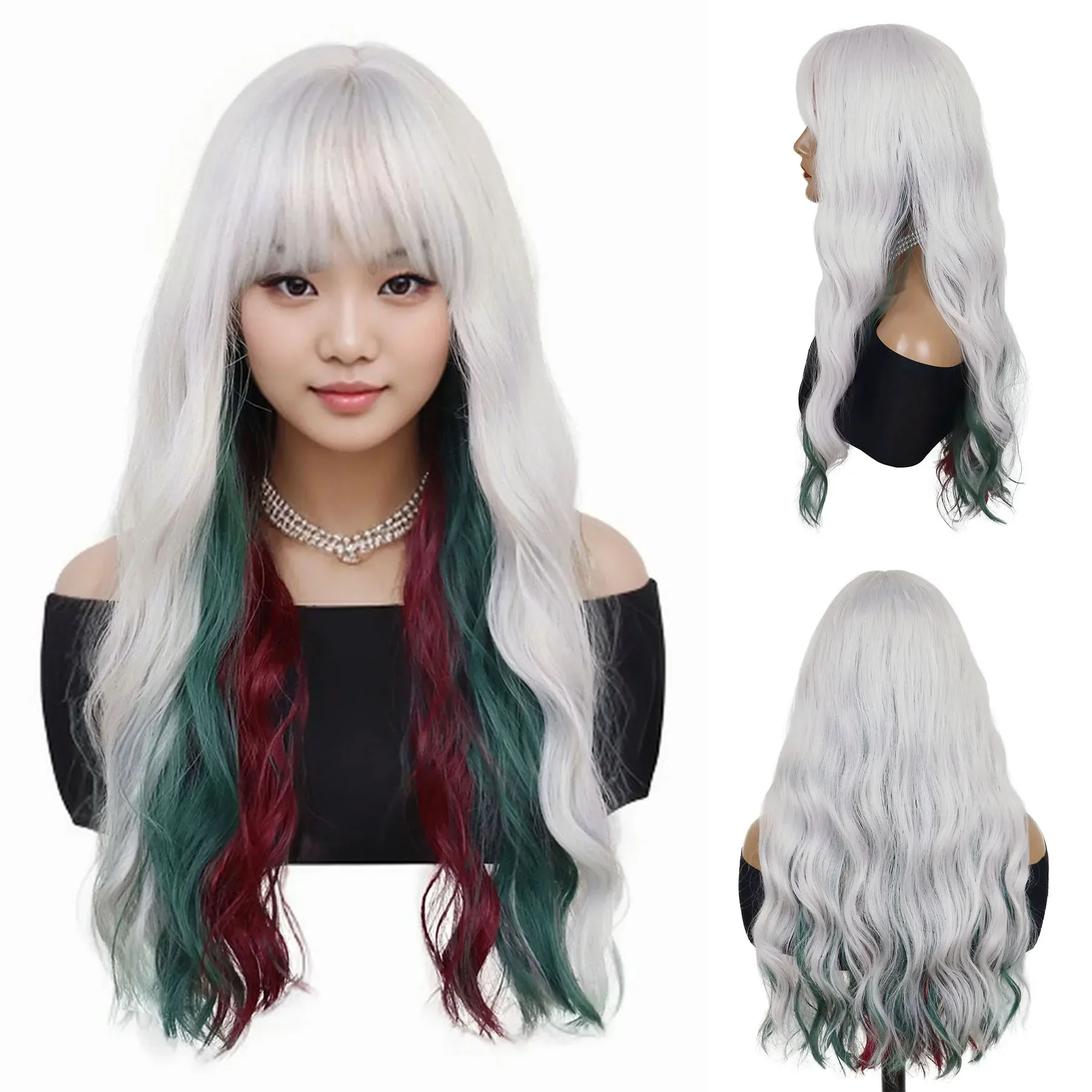 Synthetic Christmas Cosplay Wig for Women White Green Wine Red Wigs with Bangs 26 Inch Long Wavy Wig Halloween Costume Party
Synthetic Christmas Cosplay Wig for Women White Green Wine Red Wigs with Bangs 26 Inch Long Wavy Wig Halloween Costume Party