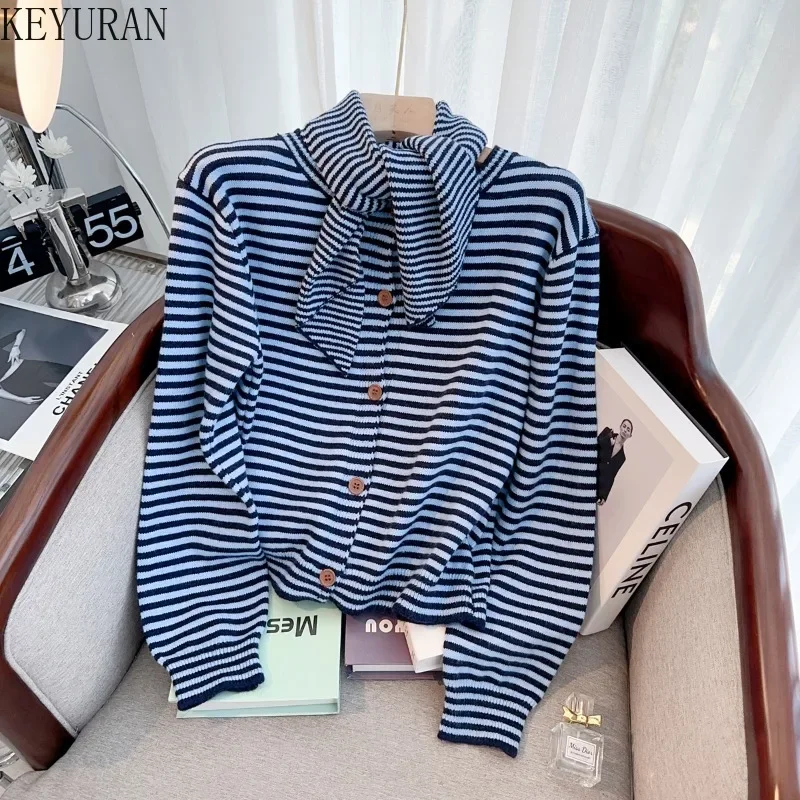 Korean Version New Autumn Winter Scarf Sweaters Sets Women's Fashion Long Sleeve Versatile Striped Knitted Cardigan Sweater Tops
Korean Version New Autumn Winter Scarf Sweaters Sets Women's Fashion Long Sleeve Versatile Striped Knitted Cardigan Sweater Tops