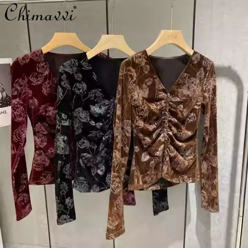2024 Autumn European Goods V-neck Waist Pleated Design Pullover Sexy Bottoming Shirt For Women
2024 Autumn European Goods V-neck Waist Pleated Design Pullover Sexy Bottoming Shirt For Women