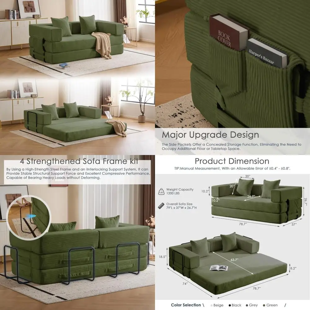 Corduroy Modular Sectional Sleeper Sofa with Armrests, Backrest, and 2 Pillows for Comfortable Living Room Seating
Corduroy Modular Sectional Sleeper Sofa with Armrests, Backrest, and 2 Pillows for Comfortable Living Room Seating