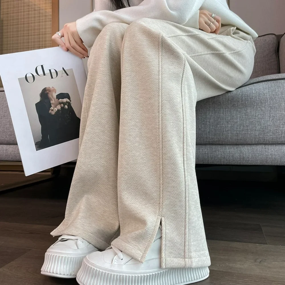 Women's 2024 Herringbone Fleece-Lined Wide-Leg Pants, Wool Blend Straight Leg Slit Trousers | Banana Fit
Women's 2024 Herringbone Fleece-Lined Wide-Leg Pants, Wool Blend Straight Leg Slit Trousers | Banana Fit