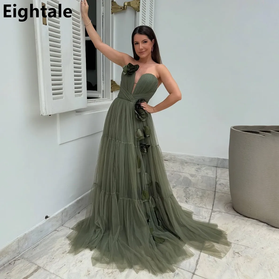 Eightale Army Green Tiered Tulle Sweetheat Evening Dress A Line Prom Dress Women Formal Party Gown Dubai 2025 Customized
Eightale Army Green Tiered Tulle Sweetheat Evening Dress A Line Prom Dress Women Formal Party Gown Dubai 2025 Customized