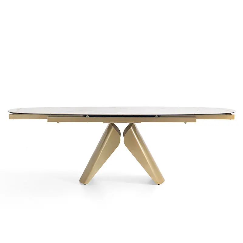 &c Light Luxury Modern Nordic Style Sintered Stone Top Golden Painting Base Oval Extendable Dining Table for Living Room
&c Light Luxury Modern Nordic Style Sintered Stone Top Golden Painting Base Oval Extendable Dining Table for Living Room
