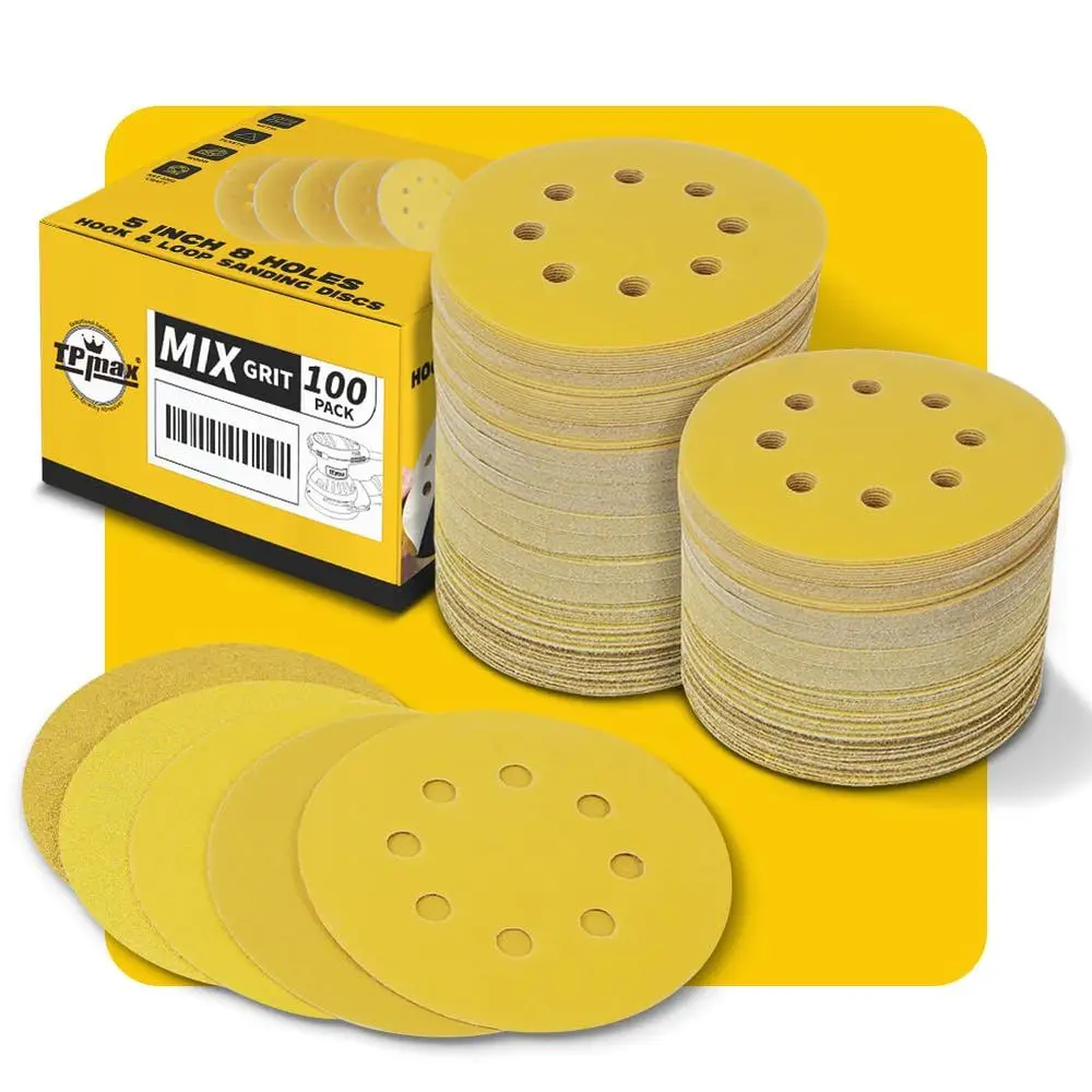 100pcs 5 125mm 8-Hole Sanding Discs, Mixed Grits - Gold Quality Round Hook & Loop or Random Orbital Sandpaper (60, 80, 120, 220,
100pcs 5 125mm 8-Hole Sanding Discs, Mixed Grits - Gold Quality Round Hook & Loop or Random Orbital Sandpaper (60, 80, 120, 220,