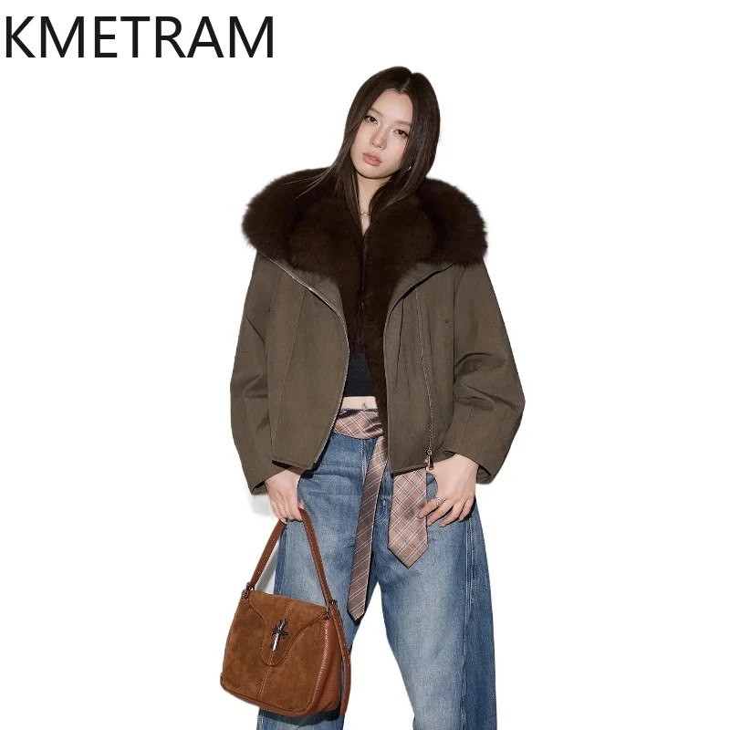 KMETRAM White Goose Down Jacket Woman Fox Fur Collar Short Parka Women Clothing Puffer Jackets 2025 Winter Outerwears Fourrure
KMETRAM White Goose Down Jacket Woman Fox Fur Collar Short Parka Women Clothing Puffer Jackets 2025 Winter Outerwears Fourrure