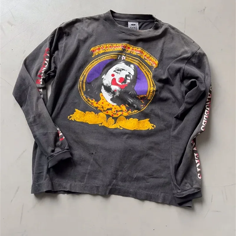 High Street Breathable Men Women Fashion Saint T Shirt Clown Printed Round Neck Long Sleeve Laundry Vintage Casual Tee
High Street Breathable Men Women Fashion Saint T Shirt Clown Printed Round Neck Long Sleeve Laundry Vintage Casual Tee