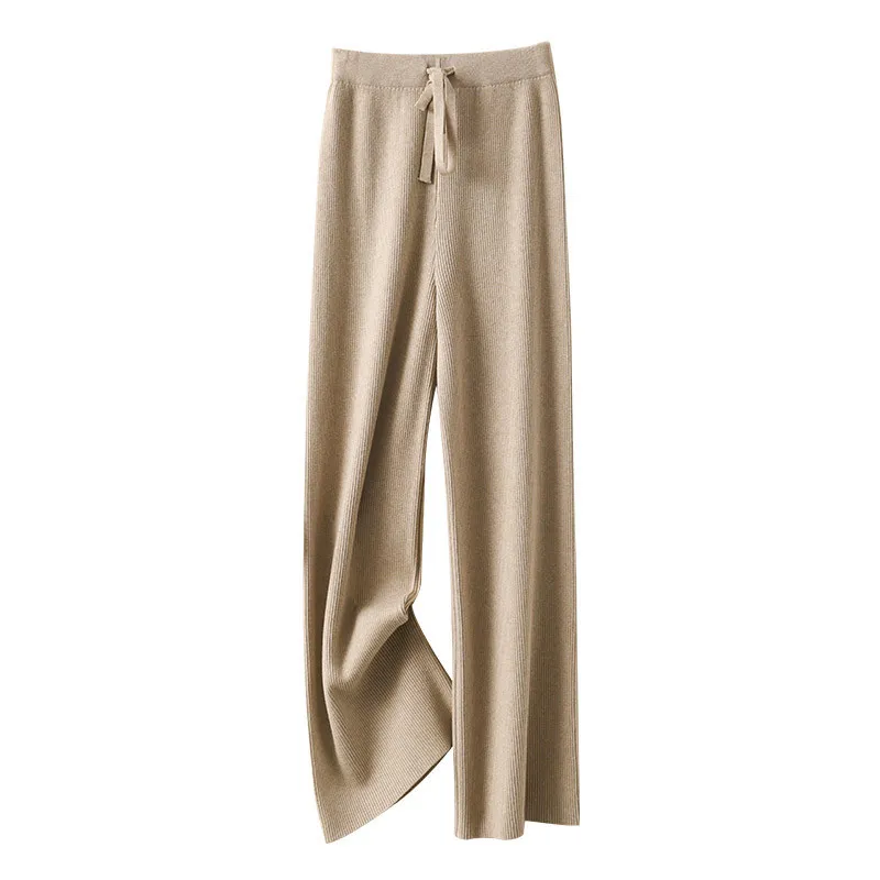 Knitted Wide-Leg Pants Women's Autumn Winter High-Waisted Slim Vertical Straight-Tube Thickening Loose Casual Trousers s420
Knitted Wide-Leg Pants Women's Autumn Winter High-Waisted Slim Vertical Straight-Tube Thickening Loose Casual Trousers s420
