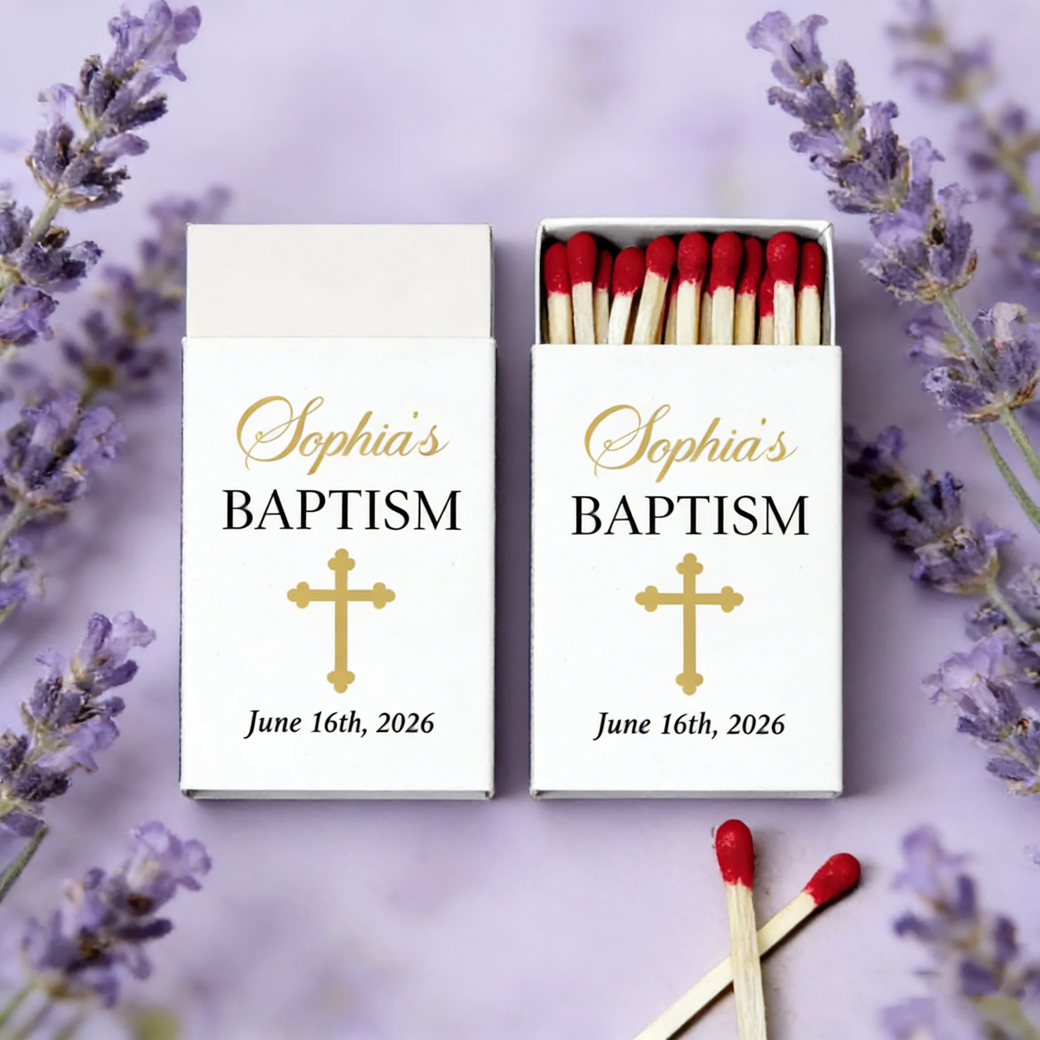 Custom Gold Cross Christening Matchboxes – Personalized Name Elegant Religious Baptism Favors & Event Gifts for Guests
Custom Gold Cross Christening Matchboxes – Personalized Name Elegant Religious Baptism Favors & Event Gifts for Guests