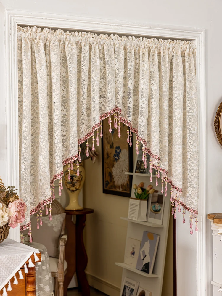 French Style Embroidered Lace Door Curtain Half-length Atmosphere Sensation No-drilling Arc Short Tulle Curtain Home Decor
French Style Embroidered Lace Door Curtain Half-length Atmosphere Sensation No-drilling Arc Short Tulle Curtain Home Decor