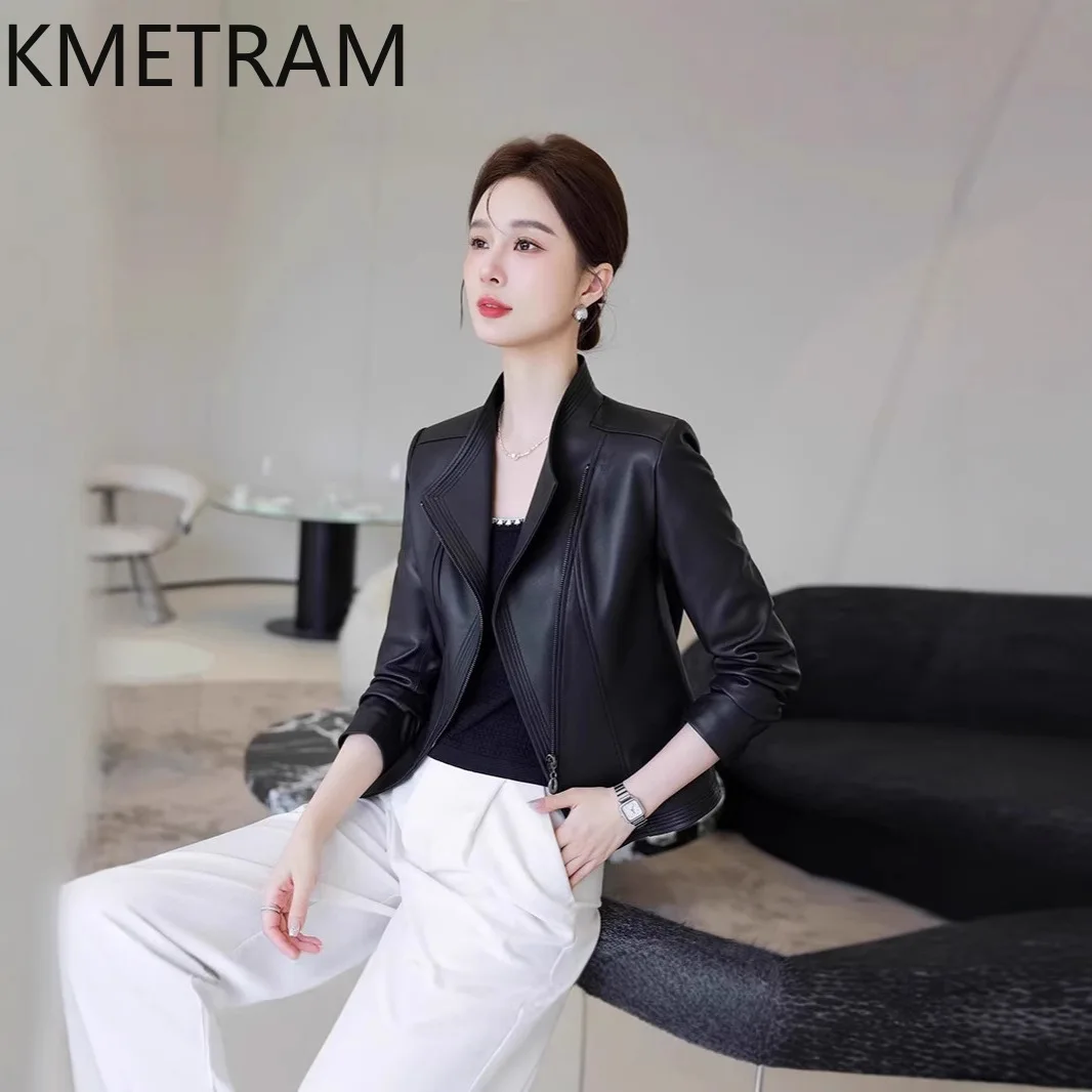 KMETRAM Real Sheepskin Leather Jacket Woman Short Slim Motorcycle Jackets Stand Collar Coats Autumn Women Clothing 2026 jaqueta
KMETRAM Real Sheepskin Leather Jacket Woman Short Slim Motorcycle Jackets Stand Collar Coats Autumn Women Clothing 2026 jaqueta