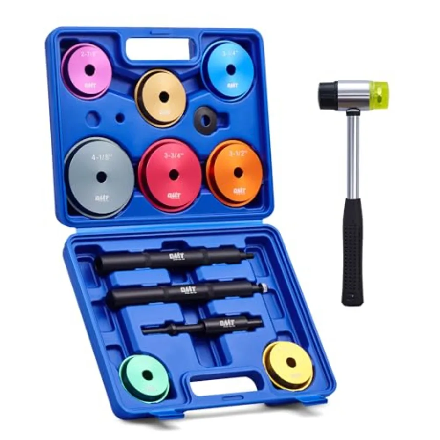 Bearing Press Kit 15pc Pinion Bearing Race Driver Set with 2-11/16 to 4-1/8 in. Adapters Knurled and Pneumatic Handles Heavy-Du
Bearing Press Kit 15pc Pinion Bearing Race Driver Set with 2-11/16 to 4-1/8 in. Adapters Knurled and Pneumatic Handles Heavy-Du