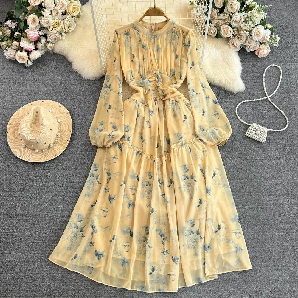Women Floral Print Chiffon Dress Full Sleeve O-neck Slim A-Line Long Vestidos Elegant Female Spring Autumn Versatile Maxi Dress
Women Floral Print Chiffon Dress Full Sleeve O-neck Slim A-Line Long Vestidos Elegant Female Spring Autumn Versatile Maxi Dress