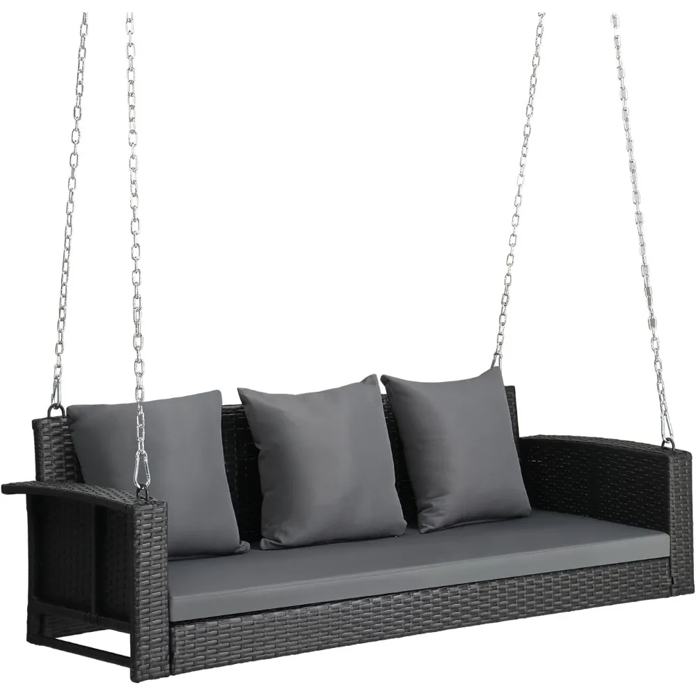 Porch Swing, 5FT Hanging Outdoor Porch Swings for Adults, Wicker 3 Person Patio Swing, with Cushion, Pillow and Chain for Garden
Porch Swing, 5FT Hanging Outdoor Porch Swings for Adults, Wicker 3 Person Patio Swing, with Cushion, Pillow and Chain for Garden