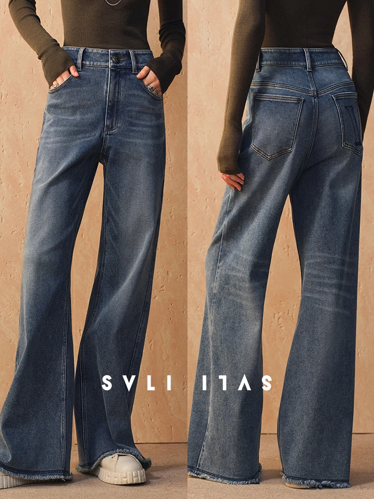 Retro Frayed Denim Velvet Wide Leg Pants Women's Casual Style Washed Backside Velvet Versatile Straight Cut Jeans
Retro Frayed Denim Velvet Wide Leg Pants Women's Casual Style Washed Backside Velvet Versatile Straight Cut Jeans