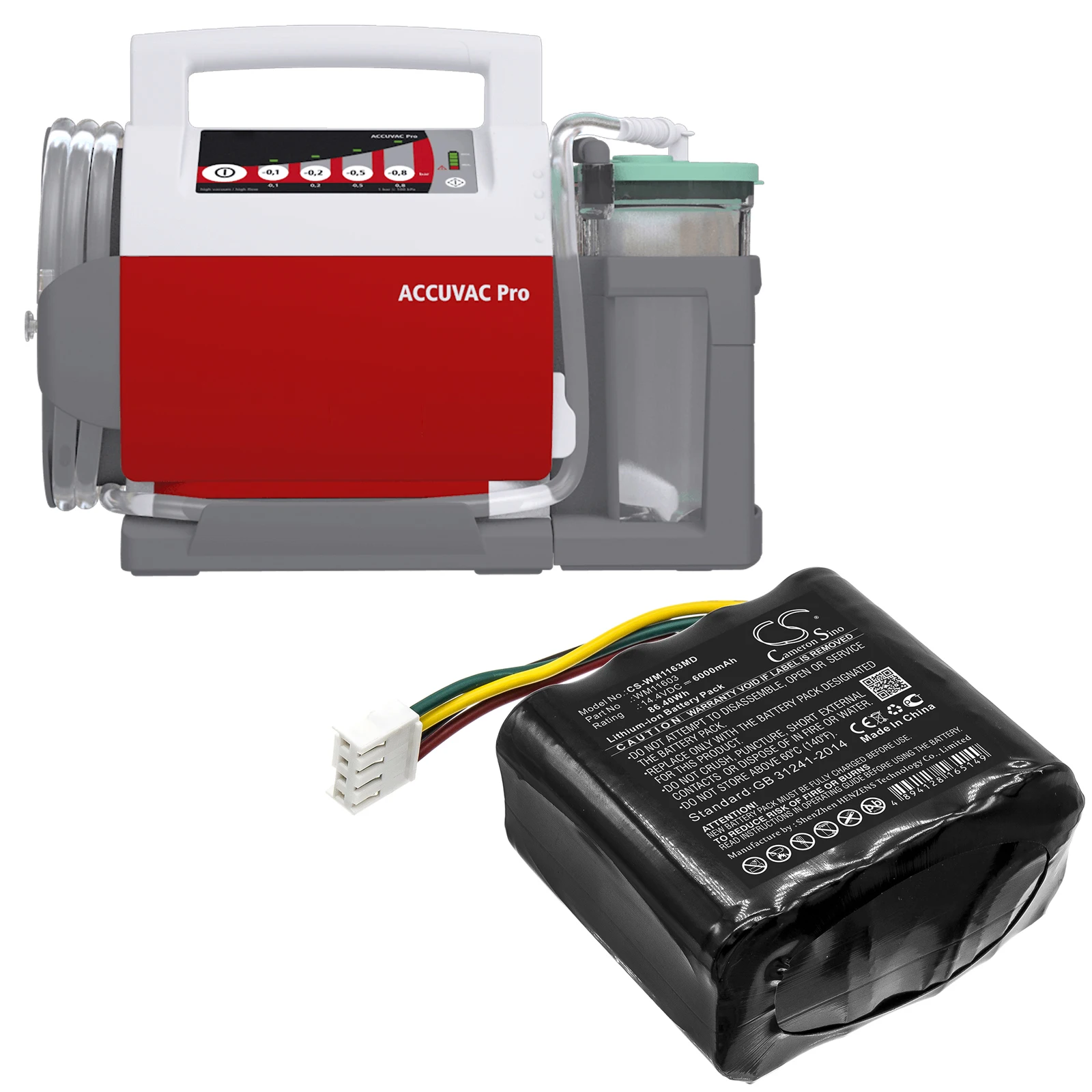 Медицинская батарея Cameron Sino 6000 мАч WM11603, 110746 -O для WEINMANN Accuvac Pro ATMOS 319.0031.0 E341 C261
Медицинская батарея Cameron Sino 6000 мАч WM11603, 110746 -O для WEINMANN Accuvac Pro ATMOS 319.0031.0 E341 C261