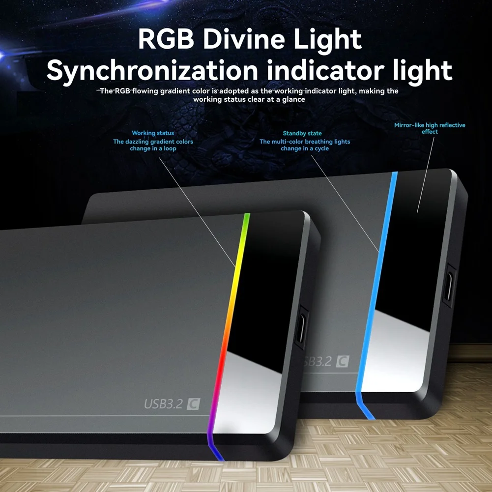 Превосходный корпус RGB для 2,5-дюймового жесткого диска/SSD Type-C, высокоскоростное соединение SATA-USB3.2 Gen1, 5 Гбит/с, установка без инструментов
Превосходный корпус RGB для 2,5-дюймового жесткого диска/SSD Type-C, высокоскоростное соединение SATA-USB3.2 Gen1, 5 Гбит/с, установка без инструментов