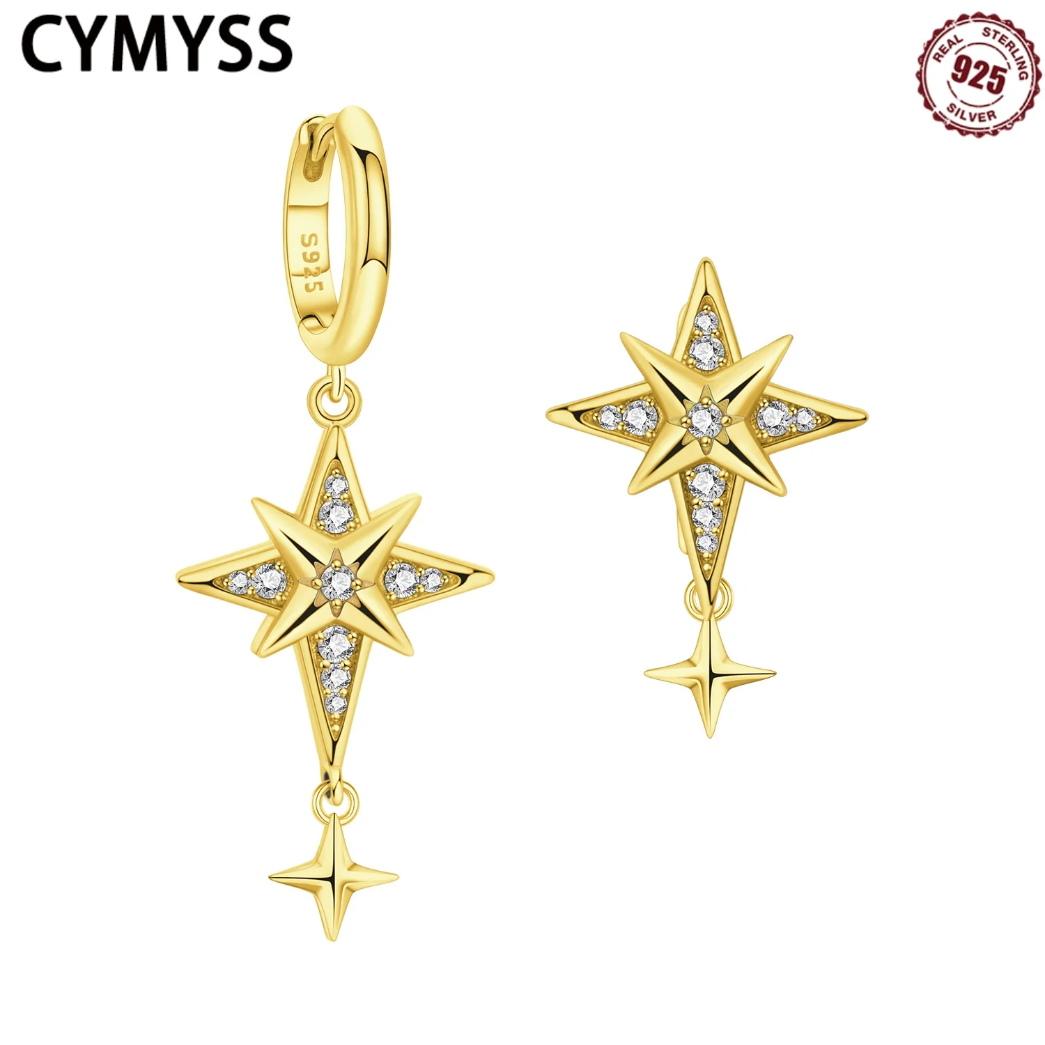CYMYSS 2025 New S925 Sterling Silver 18K Gold Lined Asymmetrical Earrings Fine Jewellery Birthday Gift Women's Drop Earrings
CYMYSS 2025 New S925 Sterling Silver 18K Gold Lined Asymmetrical Earrings Fine Jewellery Birthday Gift Women's Drop Earrings