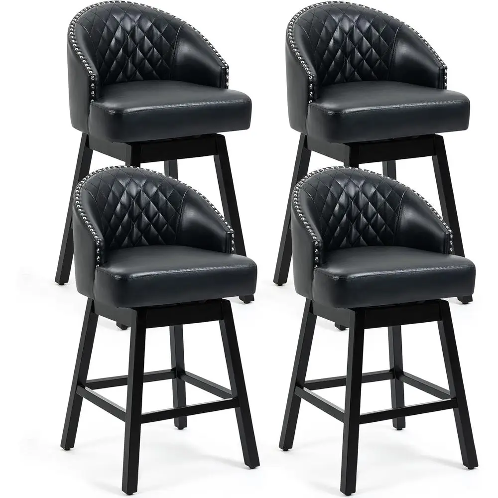 Set of 4 Black 29 High PU Leather Swivel Bar Stools with Backrest and Rubber Wood Legs for Kitchen, Dining, and Pub Use
Set of 4 Black 29 High PU Leather Swivel Bar Stools with Backrest and Rubber Wood Legs for Kitchen, Dining, and Pub Use