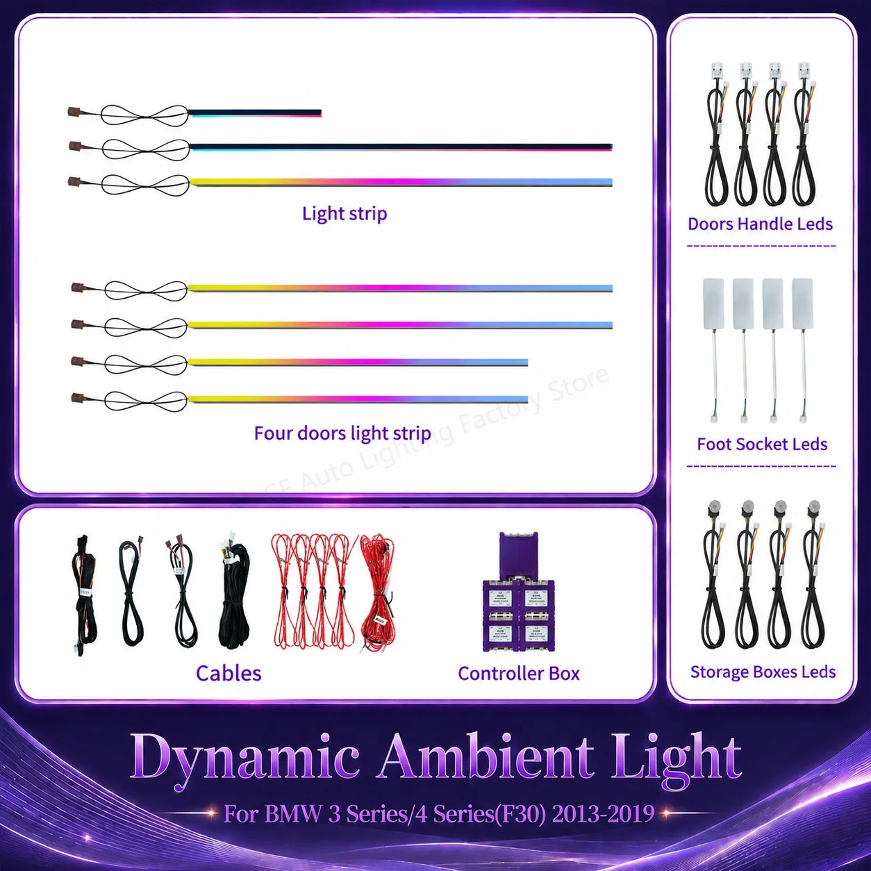 CF Dynamic Active Ambient Light Kit For BMW 3 4 Series F30 F32 F33 F36 2013-2019 RGB LED Interior Atmosphere Decor Lamp Upgrades
CF Dynamic Active Ambient Light Kit For BMW 3 4 Series F30 F32 F33 F36 2013-2019 RGB LED Interior Atmosphere Decor Lamp Upgrades