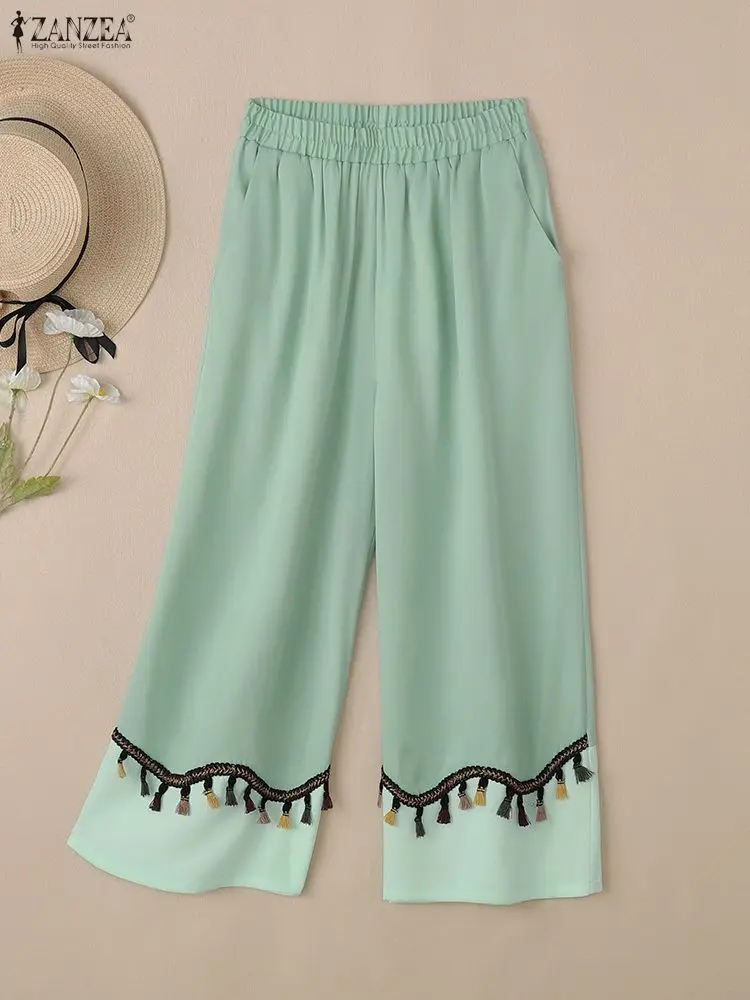 Женские широкие брюки с кисточками и эластичной резинкой на талии, лоскутные джинсовые свободные брюки контрастного цвета ZANZEA, винтажная женская нижняя часть
Женские широкие брюки с кисточками и эластичной резинкой на талии, лоскутные джинсовые свободные брюки контрастного цвета ZANZEA, винтажная женская нижняя часть