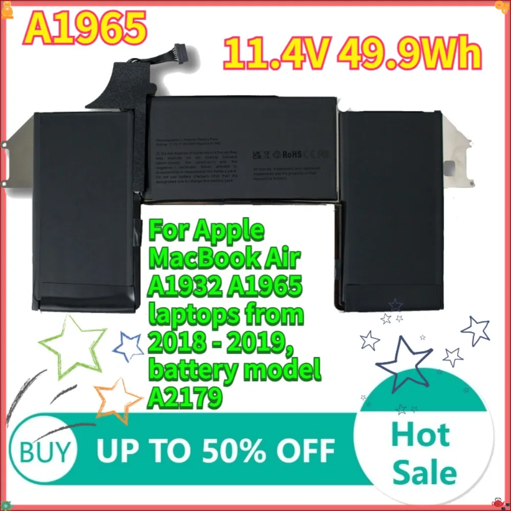 11.4V 49.9Wh A1965 Battery for APPLE MacBook Air 13 inch A1932 2018 2019 A2179 Early 2020
11.4V 49.9Wh A1965 Battery for APPLE MacBook Air 13 inch A1932 2018 2019 A2179 Early 2020