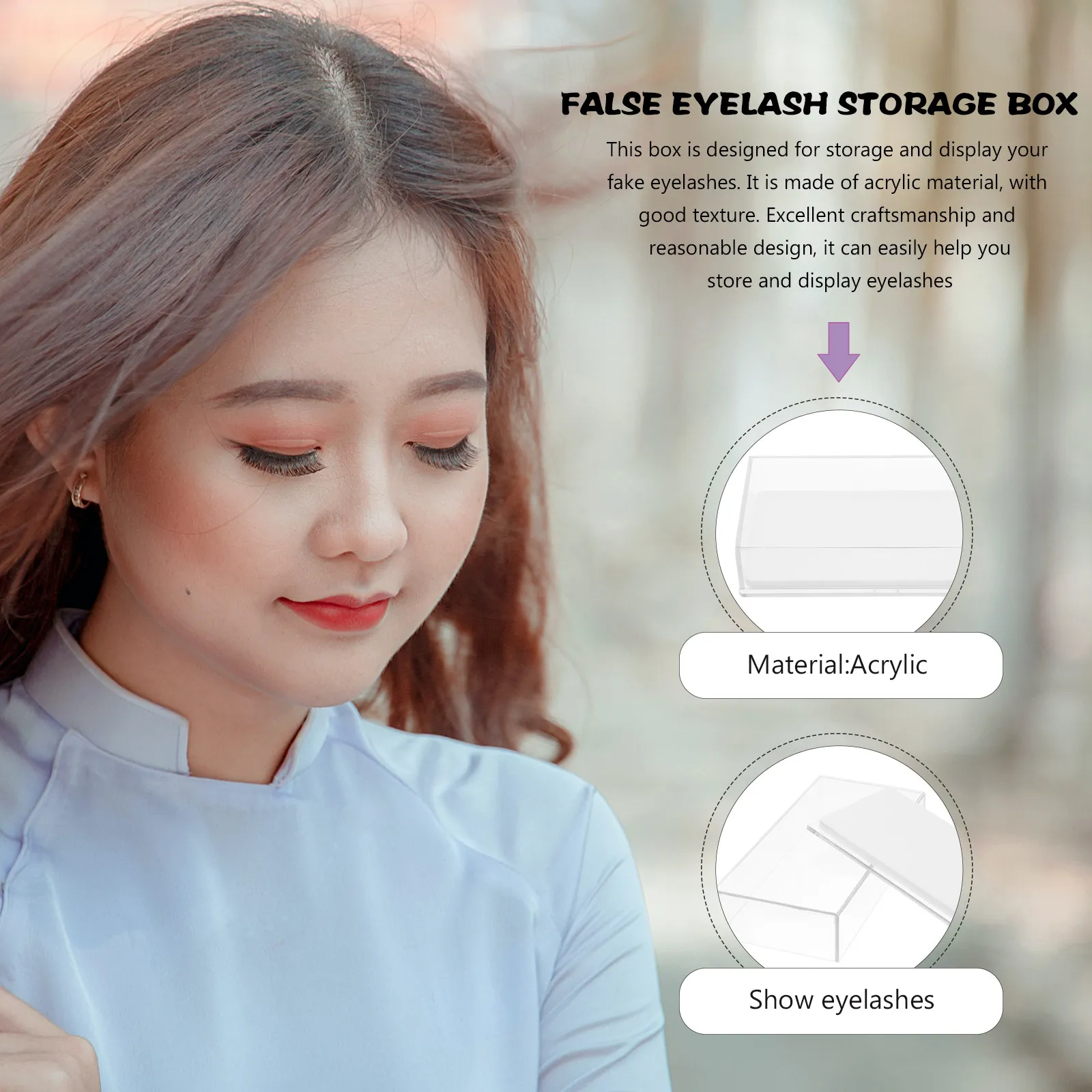 Acrylic False Eyelash Storage Box with Display Stand for Makeup Lash Organizer Case Travel Container Solution
Acrylic False Eyelash Storage Box with Display Stand for Makeup Lash Organizer Case Travel Container Solution